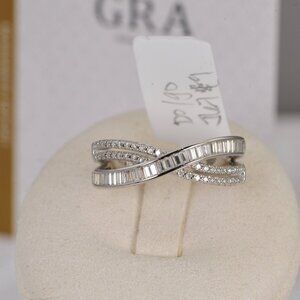 GRA Certified Moissanite Emerald Round Cut Half Band Ring 925 Sterling